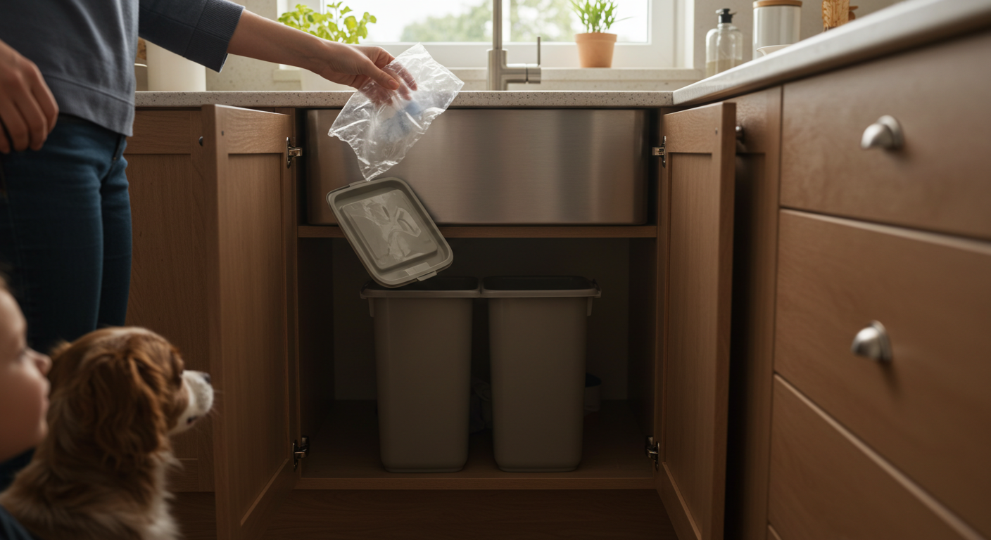 Assembled DIY compost bin from reclaimed wood