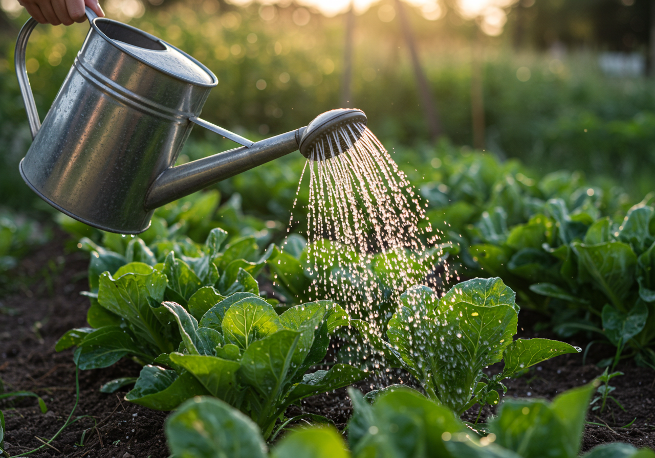 Gardener planting seedlings