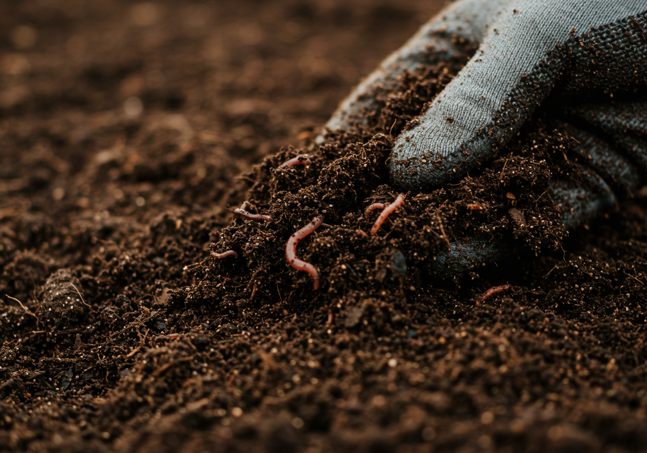 Worm castings for enriching garden soil