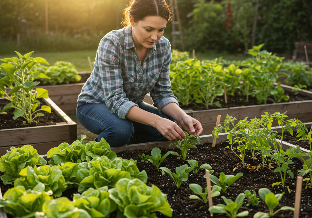 Organic compost pile in garden