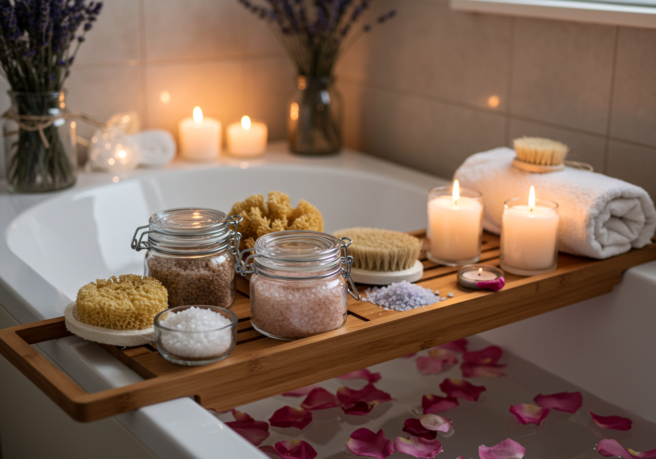 Soft robe and plush bath mat for tactile comfort