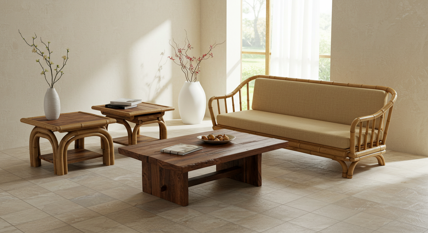 Eco-friendly furniture made from bamboo and reclaimed wood