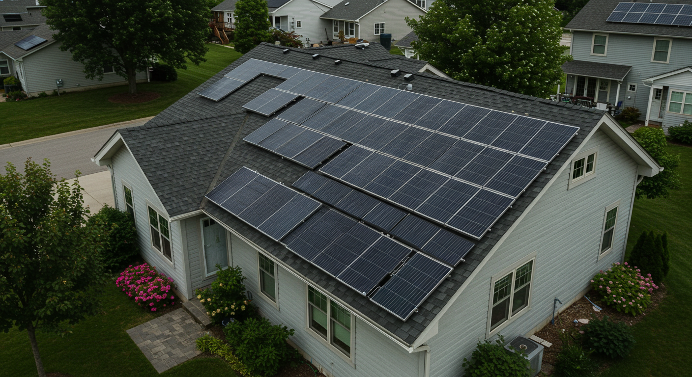 Solar panels installed on home roof